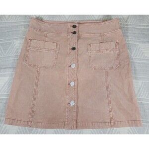 prAna Merrigan Skirt Women’s 12 NWT Organic Cotton Corduroy‎ Button Front Pink